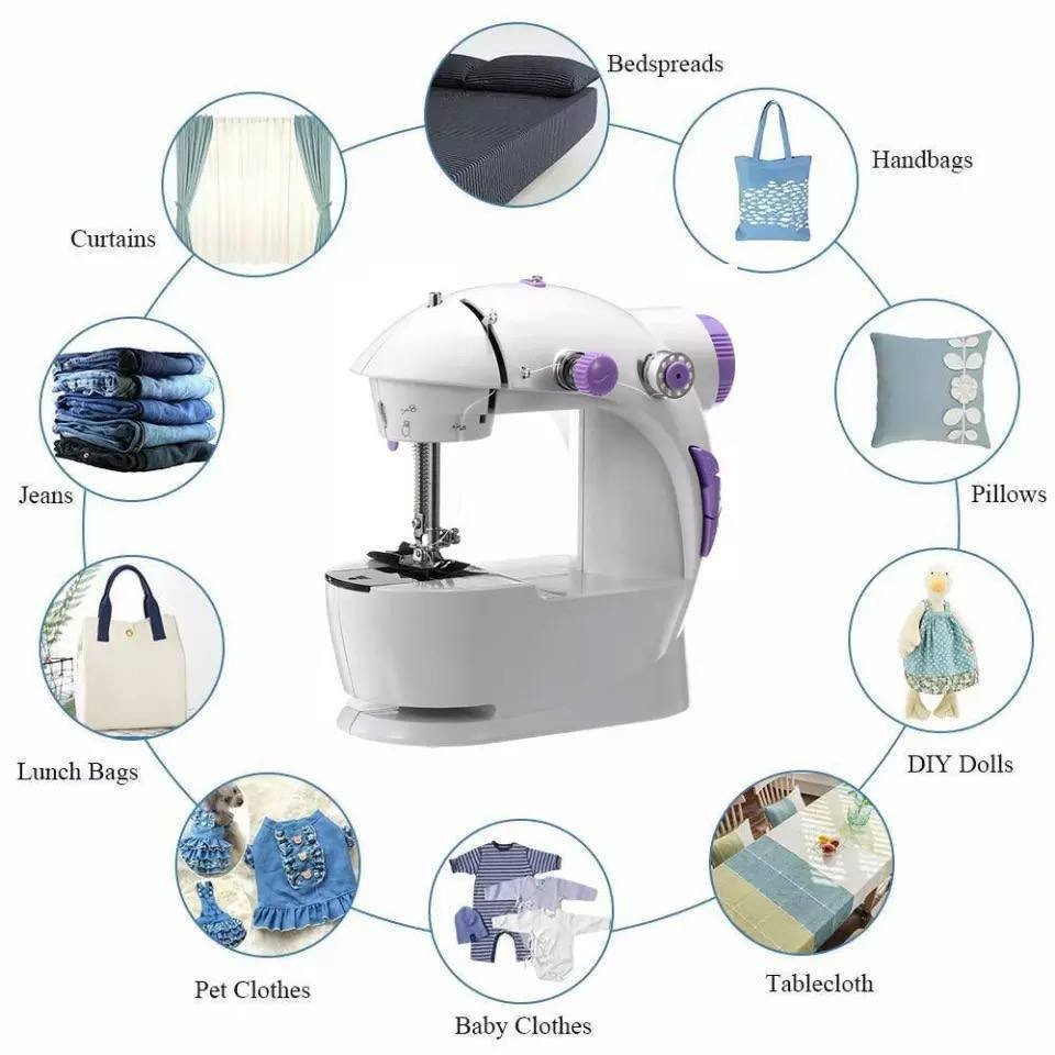 Máquina de Costura Portátil Profissional Reta 4 em 1 Bivolt