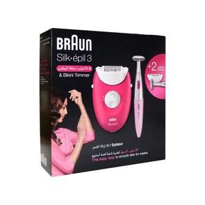 Braun Epilateur Silk EPIL3 & tondeuse maillot SE3-420 pour femmes Rose + 2 accessoires