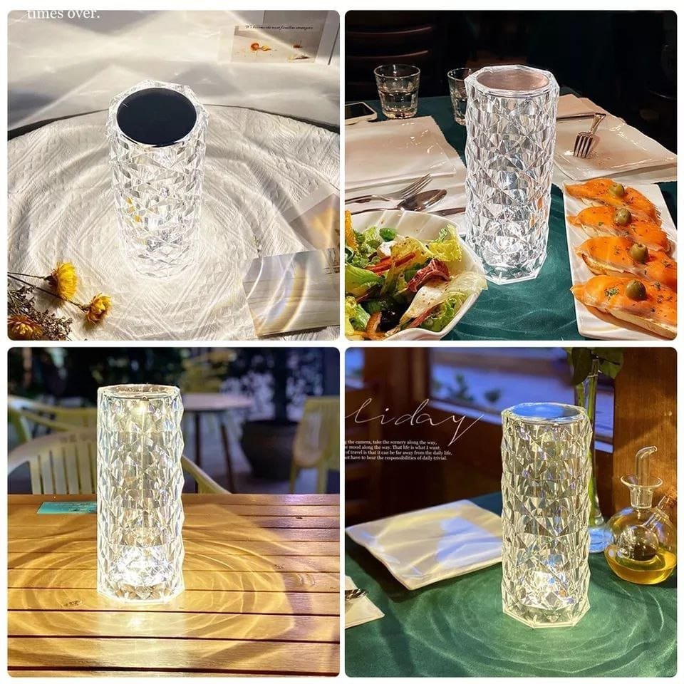 Cristal Rose Diamant Lampe de Table Acrylique LED RVB 16 Couleurs USB Télécommande et Contrôle Tactile Lampe de Bureau pour Chambre et Salon