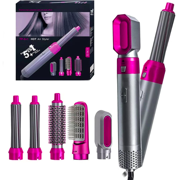 Hair Dryer 5 In 1 Electric Hair Comb Negative Ion Straightener Brush Blow Dryer Air Comb Curling Wand Detachable Brush Kit Home