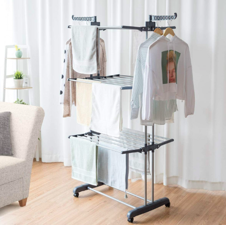 Sèche-linge étendoir à linge pliable intérieur et extérieur 3 étagères