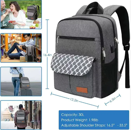 Sac à dos pour ordinateur portable résistant à l'eau avec port de charge USB