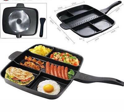 Poêle à frire 5 en 1 Poêle à frire antiadhésive à plusieurs sections pour gril divisé, pour un repas tout-en-un cuit au four à frire